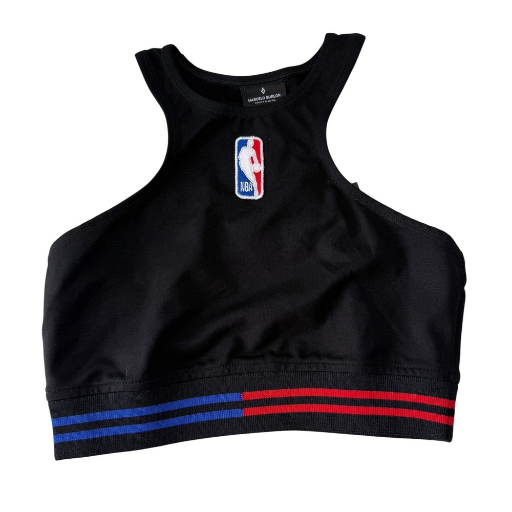Marcelo‎ Burlon x NBA Women Black Embroidered Sports Bra NEW MSRP 129
